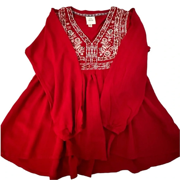 Knox Rose Ladies Vintage Embroidered Long Sleeve Top - Picture 2 of 6